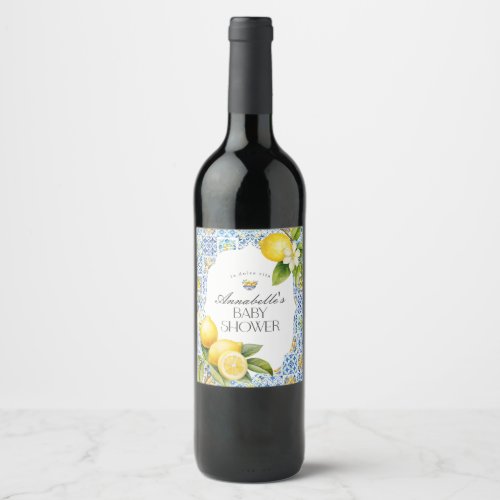 Amalfi Coast Italian Baby Shower Barware Wine Label