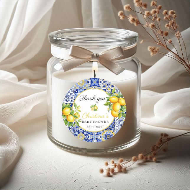 Amalfi Coast Italian Baby Shower favor Classic Round Sticker (Creator Uploaded)