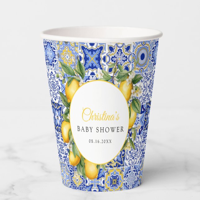 Amalfi Coast Italian Baby Shower Paper cup (Front)
