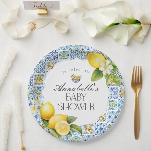 Amalfi Coast Italian Baby Shower Table Decor Paper Plates