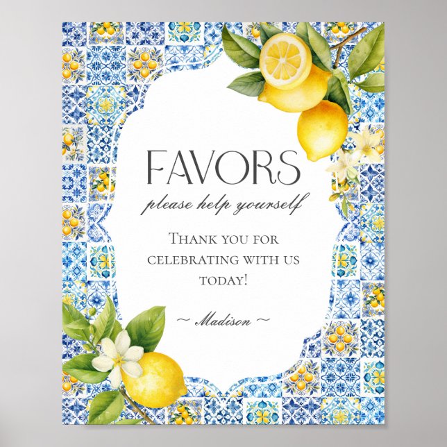 Amalfi Coast Italian Beach Coastal Favors Sign (Front)