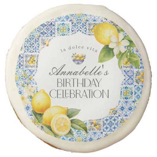 Amalfi Coast Italian Birthday Party Dessert Favors Sugar Cookie (Front)