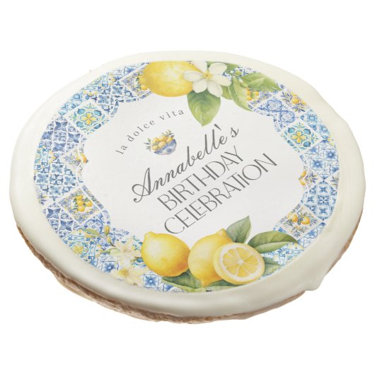 Amalfi Coast Italian Birthday Party Dessert Favors Sugar Cookie (Angled)
