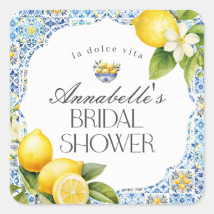 Amalfi Coast Italian Bridal Shower Envelope Square Sticker