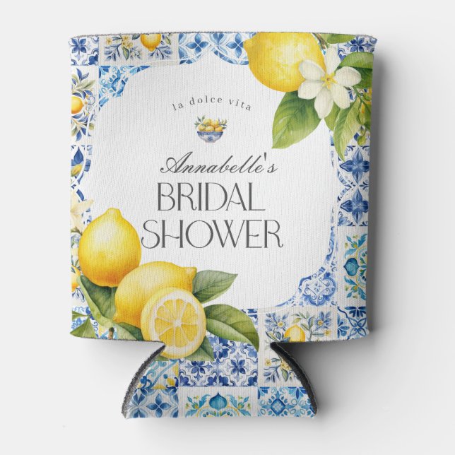 Amalfi Coast Italian Bridal Shower Favor Barware Can Cooler (Front)