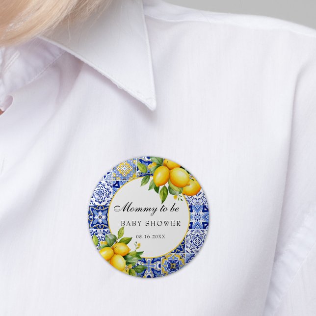 Amalfi Coast Italian Citrus Lemon Baby Shower Button (Creator Uploaded)