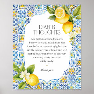 Amalfi Coast Italian Diaper Thoughts Baby Shower Poster