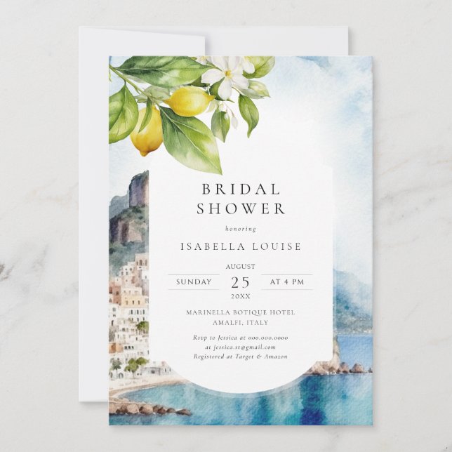 Amalfi Coast Italian Lemon Bridal Shower Invitation (Front)