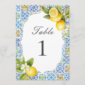 Amalfi Coast Italian Lemon Table Numbers