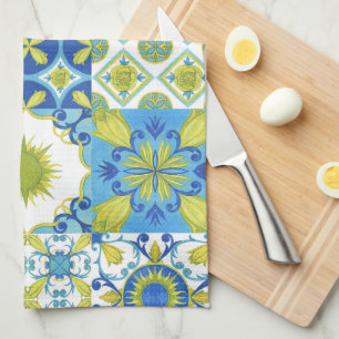 Amalfi Coast Italian Majolica Ceramic Mosaic Kitchen Towel