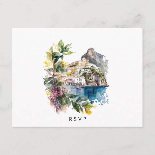 Amalfi Coast Italian summer wedding rsvp postcard