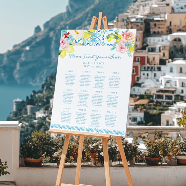 Amalfi Coast Italian  tiles wedding seating chart Foam Board (Creator Uploaded)