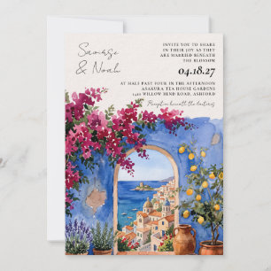 Amalfi Coast Italian Watercolor Wedding Invite