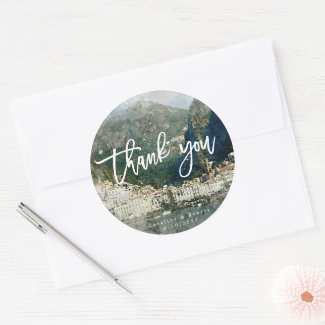 Amalfi coast Italian wedding thank you sticker (Envelope)