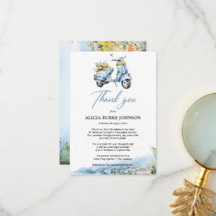 Amalfi Coast Italy Blue Vespa Flat Thank You Card