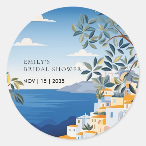 Amalfi Coast Italy Bridal Shower Classic Round Sticker