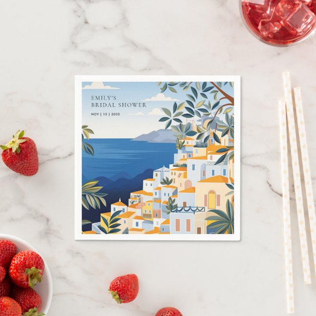 Amalfi Coast Italy Bridal Shower Napkins (Insitu)