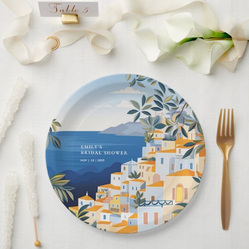 Amalfi Coast Italy Bridal Shower Paper Plates