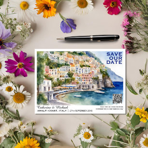 Amalfi Coast Italy Destination Wedding QR Code Save The Date
