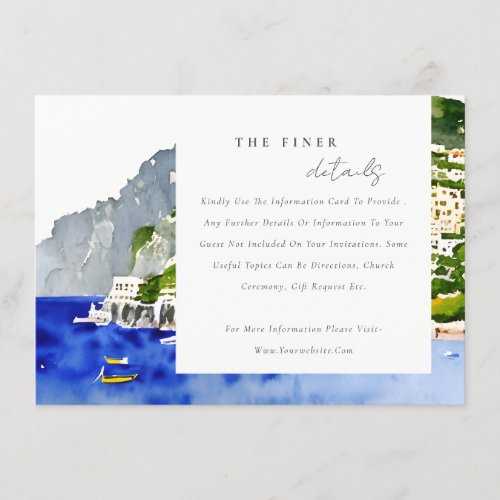 Amalfi Coast Italy  Landscape Wedding Details Enclosure Card