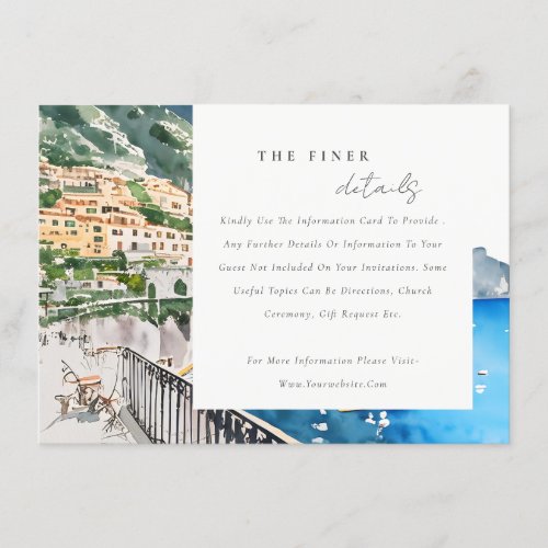 Amalfi Coast Italy  Landscape Wedding Details Enclosure Card