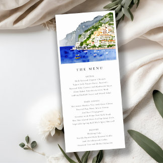 Amalfi Coast Italy Landscape Wedding Menu Card