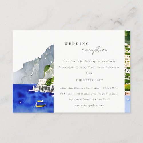 Amalfi Coast Italy  Landscape Wedding Reception Enclosure Card