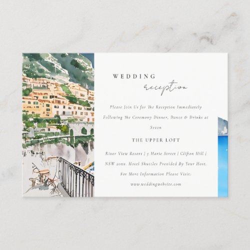 Amalfi Coast Italy  Landscape Wedding Reception Enclosure Card