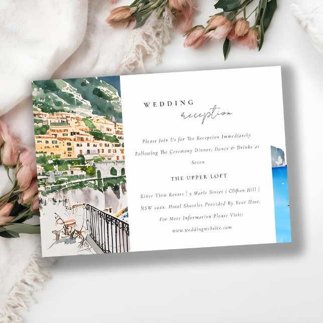 Amalfi Coast Italy  Landscape Wedding Reception Enclosure Card (Creator Uploaded)