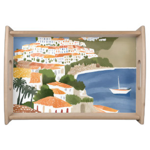 Amalfi Coast Italy Mediterranean Beachy Nautical Serving Tray