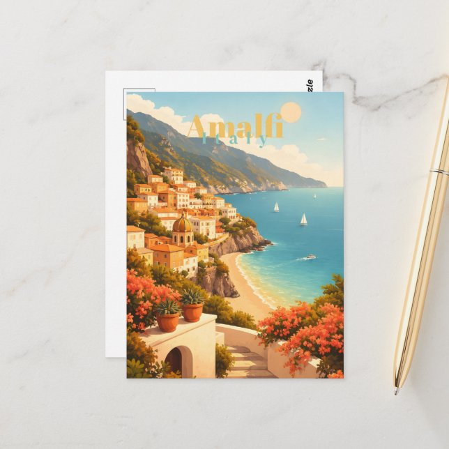  Amalfi Coast Italy Postcard (Front/Back In Situ)
