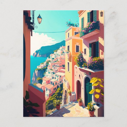 Amalfi coast italy postcard