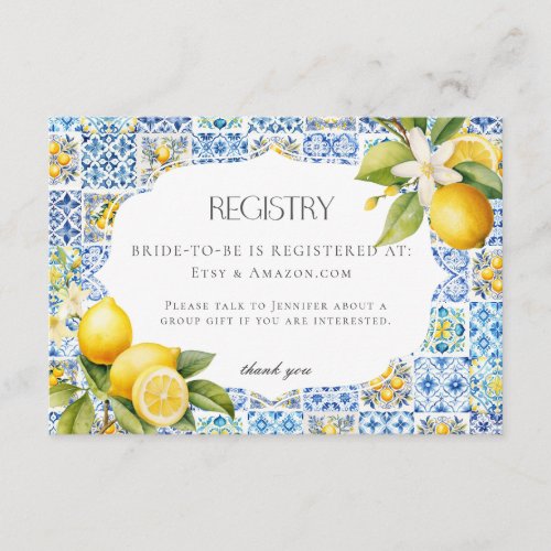 Amalfi Coast Italy Registry Invitation Insert