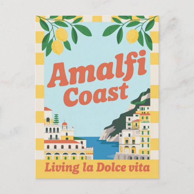 Amalfi Coast Italy Retro Living la Dolce Vita Postcard (Front)