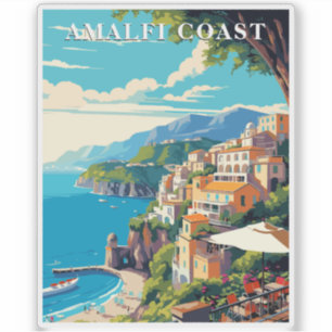 Amalfi Coast Italy Retro Travel Vintage Style Sticker