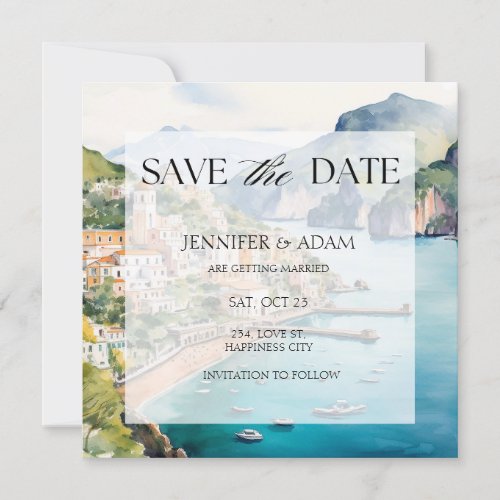 Amalfi Coast Italy Save the Date Invitation