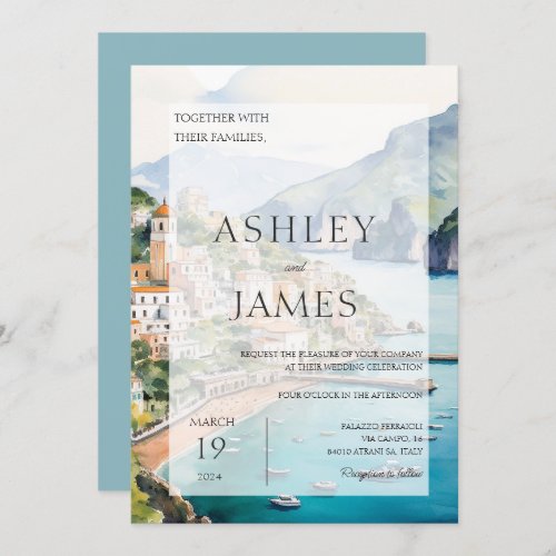 Amalfi Coast Italy Skyline Wedding Invitation