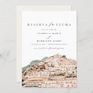 Amalfi Coast Italy Spanish Save the Date Invitation