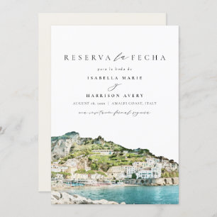 Amalfi Coast Italy Spanish Save the Date Invitation