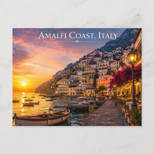 Amalfi Coast Italy Sunset Travel Postcard