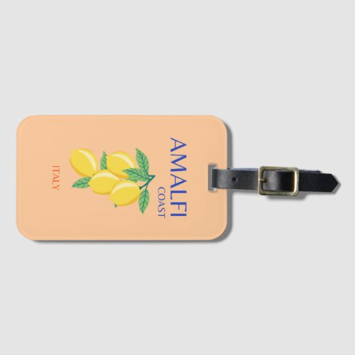 Amalfi Coast Italy Travel Art Pastel Orange Luggage Tag