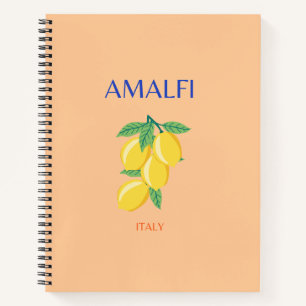 Amalfi Coast, Italy, Travel Art, Pastel, Orange Notebook