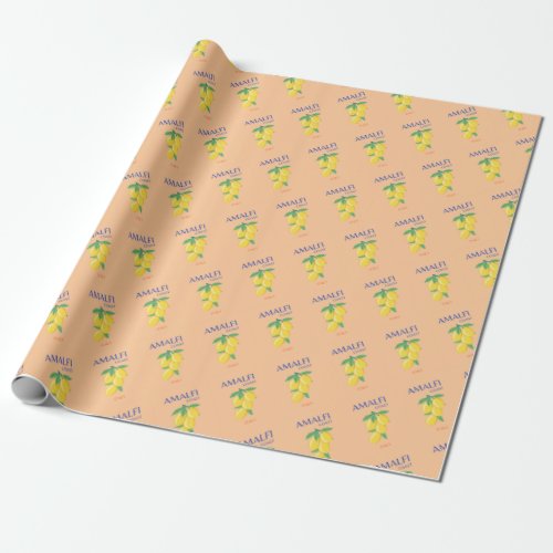 Amalfi Coast Italy Travel Art Pastel Orange Wrapping Paper