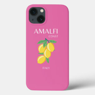 Amalfi Coast, Italy, Travel Art, Pink, Preppy iPhone 13 Case