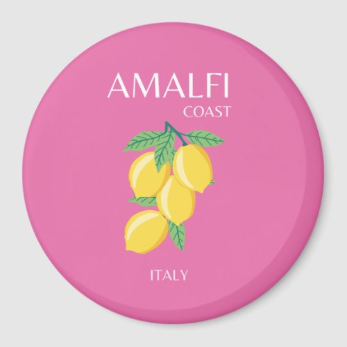 Amalfi Coast Italy Travel Art Pink Preppy Magnet