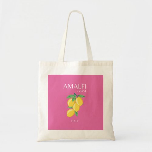 Amalfi Coast Italy Travel Art Pink Preppy Tote Bag