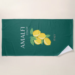 Amalfi Coast, Italy, Travel Art, Preppy, Green Beach Towel