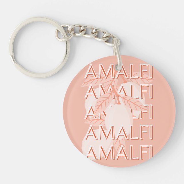 Amalfi Coast, Italy Travel Art, Preppy, Minimalist Keychain (Front)