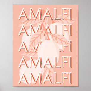 Amalfi Coast, Italy Travel Art, Preppy, Minimalist Poster