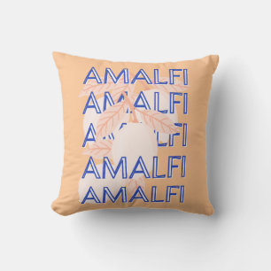 Amalfi Coast, Italy Travel Art, Preppy, Orange Throw Pillow